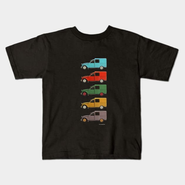 Five 2CV Fourgonnette's Kids T-Shirt by DaJellah